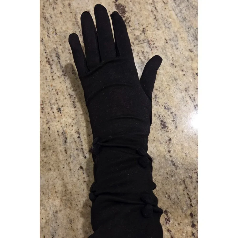 Vintage Womens Size M 7 Black Cotton Formal 13.5